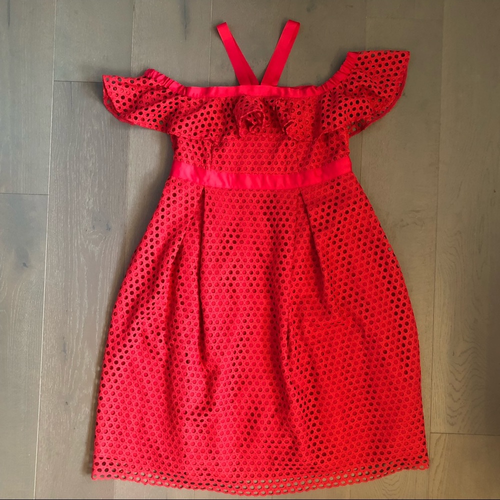 ASOS Maternity Red Lace Cold Shoulder Dress